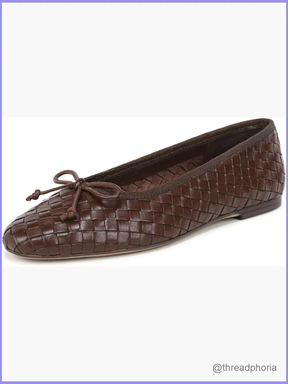 Woven Leather Ballet Flat Square Toe Slip-On Lightweight Walking
